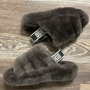 UGG Women’s Plush Charcoal Slippers Size 10